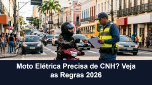 Moto elétrica precisa de CNH - policial confere habilitação de condutor de ciclomotor elétrico